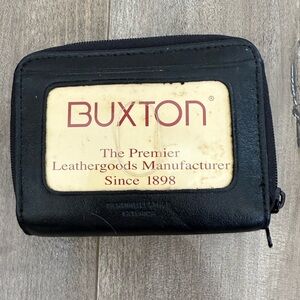 Vintage Buxton Leather Wallet ID Coin Multi Card Accordion Holder Double Zipper